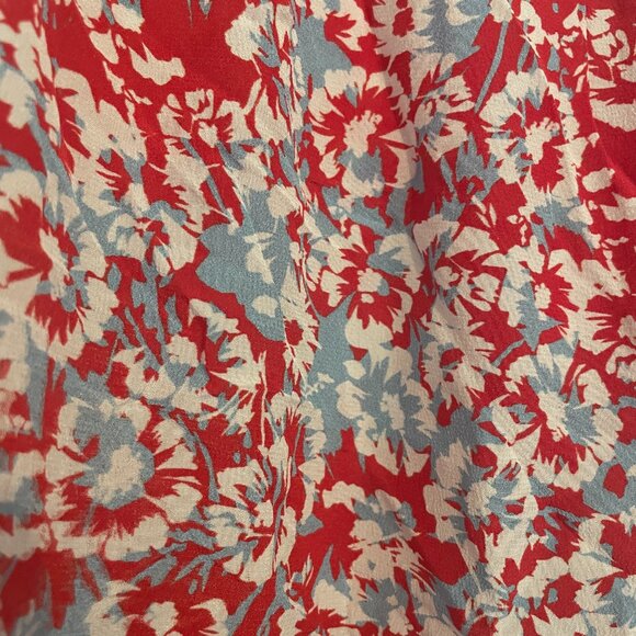 Paloma Blue Silk Red + Blue Floral Mini Skirt Womens Size Large - Picture 6 of 8
